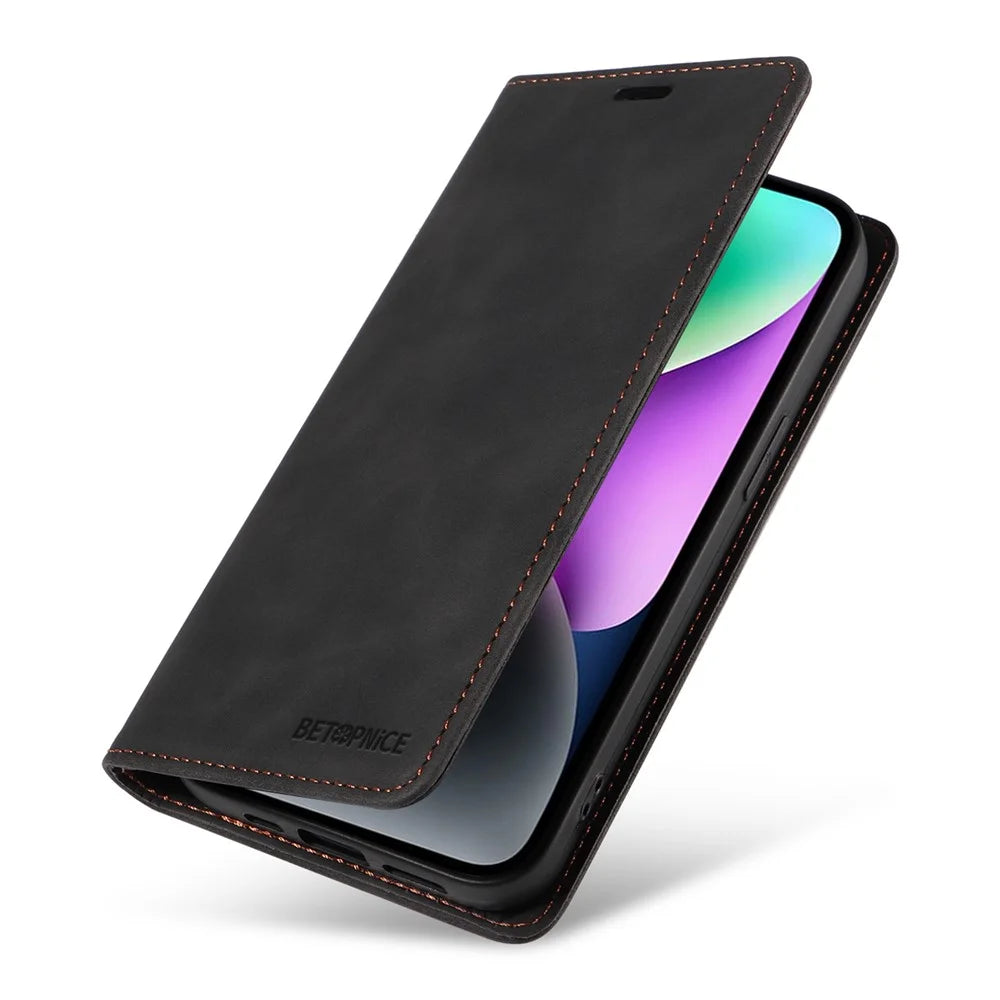 BETOPNICE 003 Phone Stand Cover For iPhone 13 / 14 , PU Leather RFID Blocking Wallet Phone Shell Case - Black - 7