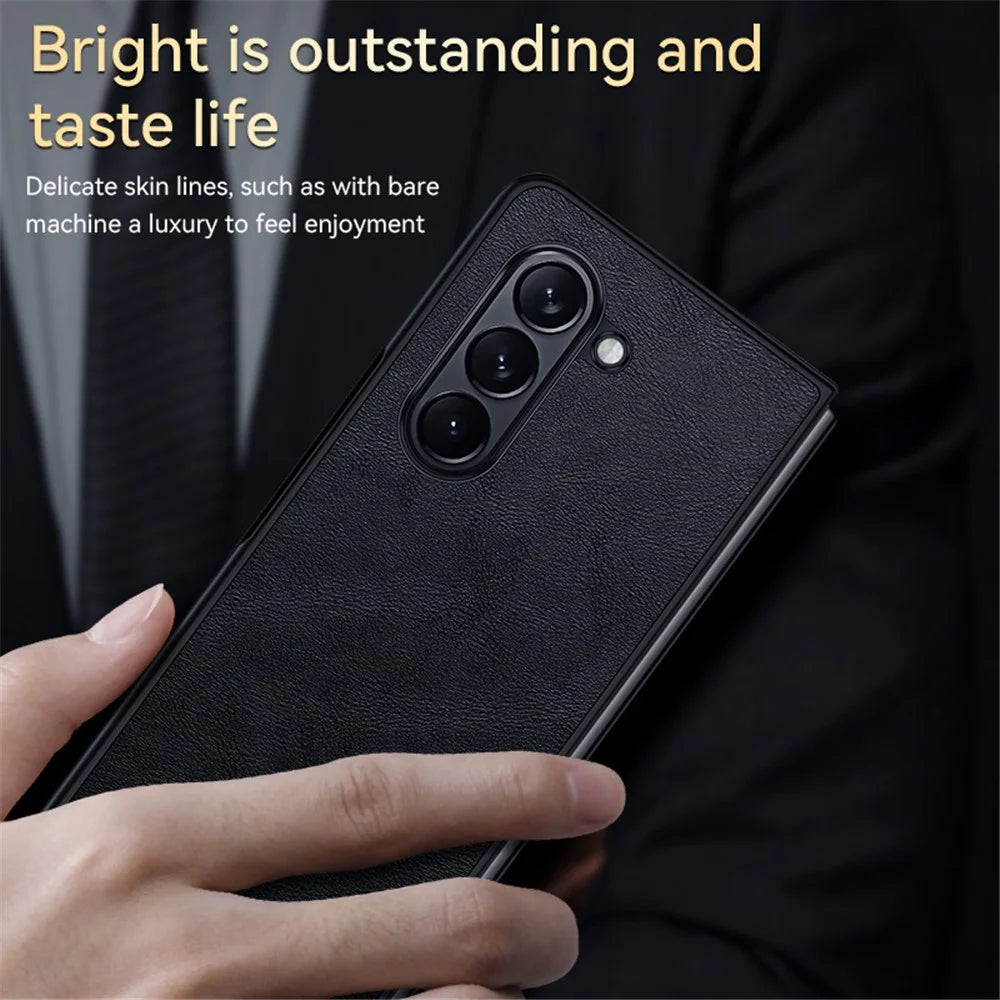 SULADA For Samsung Galaxy Z Fold5 5G PU Leather Coated TPU+PC Case Anti-drop Phone Cover - Black - 5