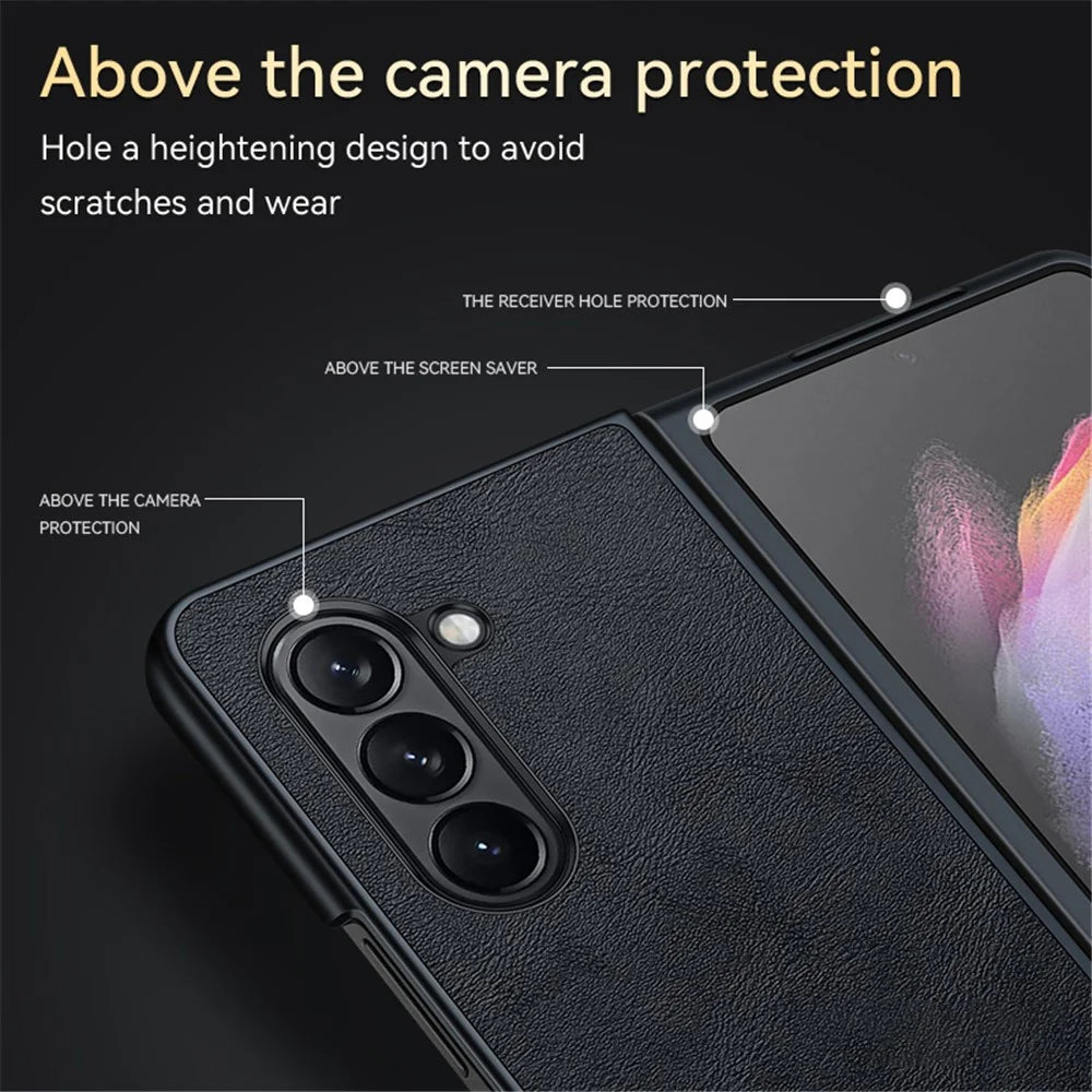 SULADA For Samsung Galaxy Z Fold5 5G PU Leather Coated TPU+PC Case Anti-drop Phone Cover - Black - 6