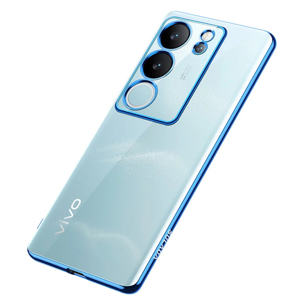 SULADA Nature Series for vivo S17 5G Matte TPU Case Electroplating Anti-drop Cell Phone Cover - Blue - 2