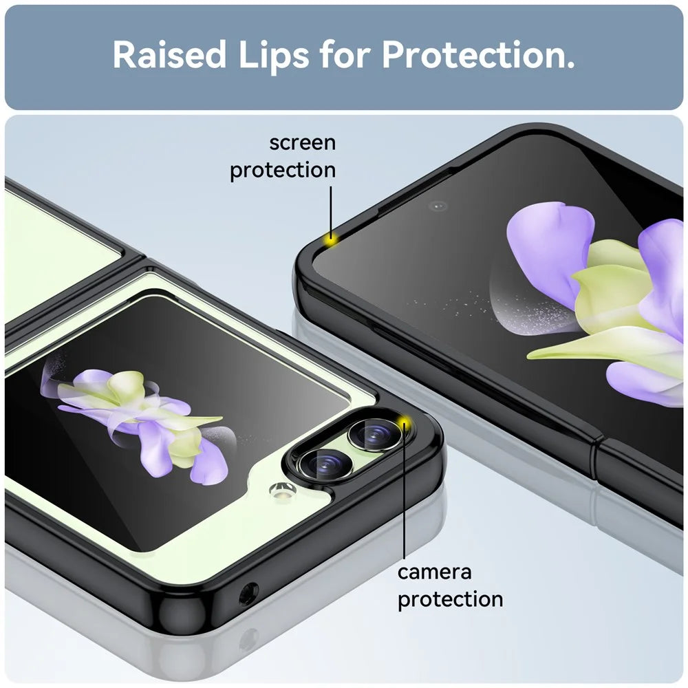 For Samsung Galaxy Z Flip5 5G Mobile Phone Back Cover Clear Protective Shockproof TPU+Acrylic Case - Black - 5