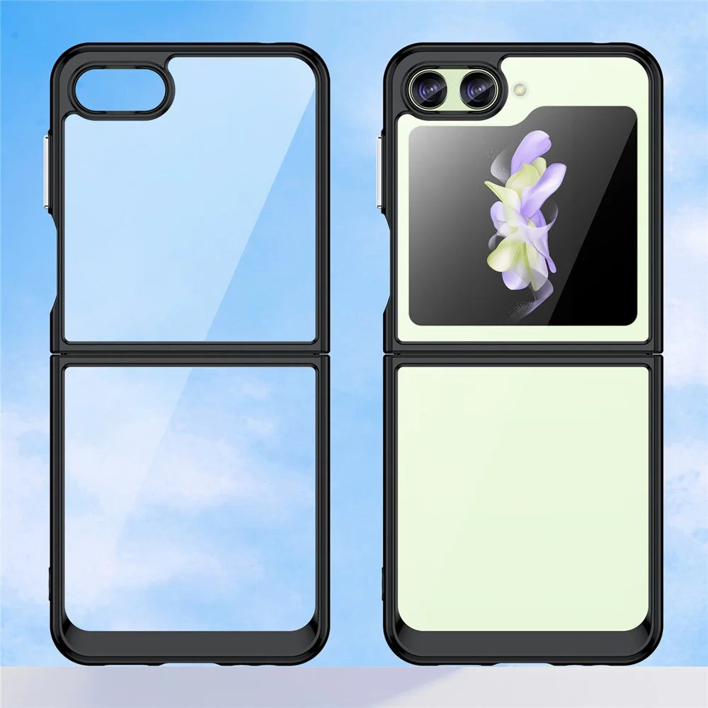For Samsung Galaxy Z Flip5 5G Mobile Phone Back Cover Clear Protective Shockproof TPU+Acrylic Case - Black - 7