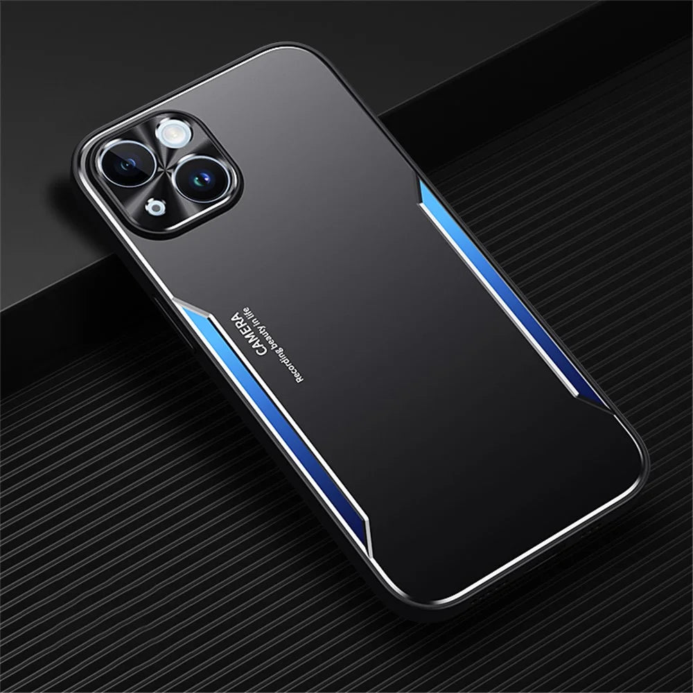 For iPhone 14 Plus Aluminium Alloy + TPU Phone Case Drop Proof Cellphone Protective Shell - Blue - 2