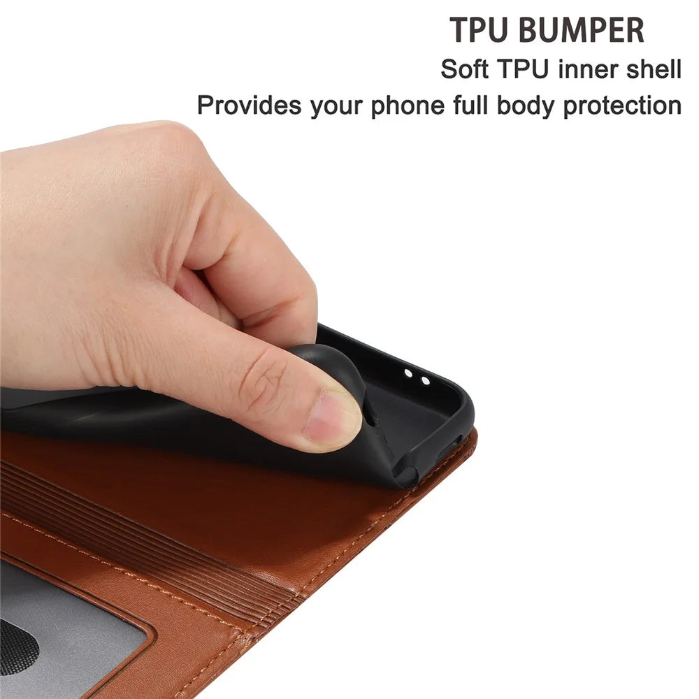 Wall Cats Imprinted PU Leather Case for iPhone 15 Pro , Stand Wallet Phone Cover with Strap - Brown - 6