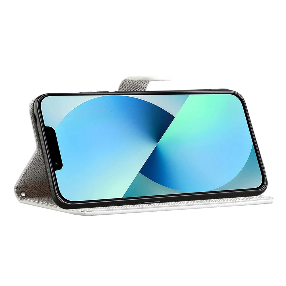 For iPhone 15 Pro Max Wallet Case PU Leather 3D Pattern Printing Stand Phone Cover - Dragonflies - 2