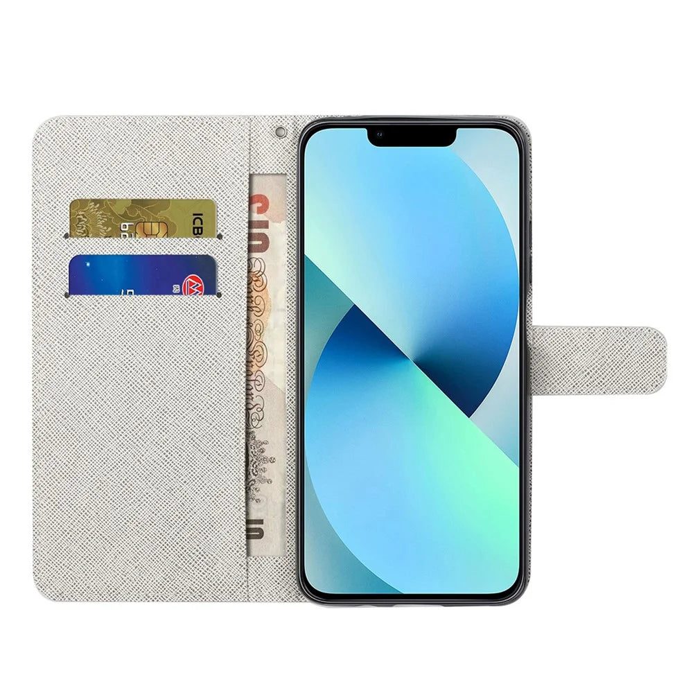 For iPhone 15 Pro Max Wallet Case PU Leather 3D Pattern Printing Stand Phone Cover - Dragonflies - 3