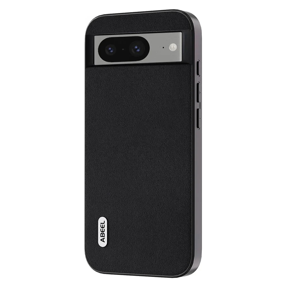 ABEEL For Google Pixel 8 Nappa Texture Mobile Case Genuine Cow Leather+PC+TPU Cover - Black - 1