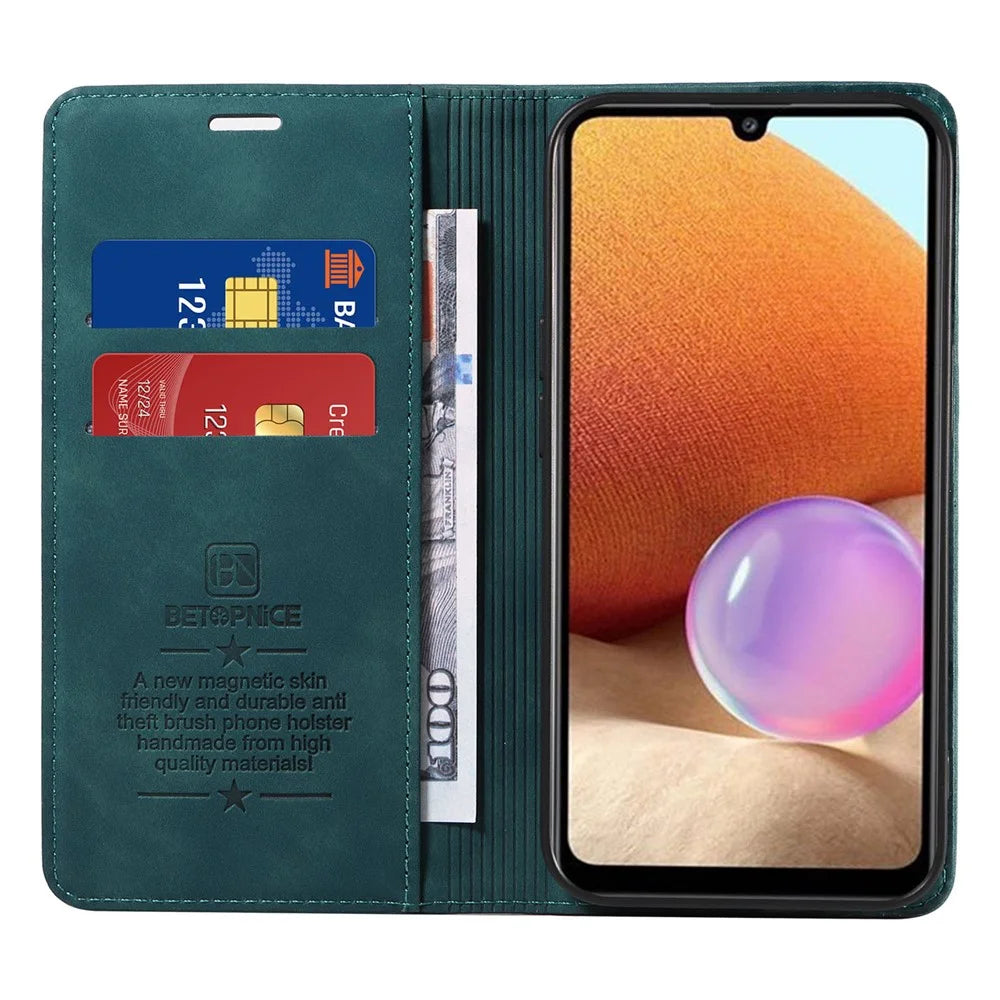 BETOPNICE 003 Wallet Cover for Samsung Galaxy A32 5G / M32 5G RFID Blocking Phone Leather Stand Case - Green - 2