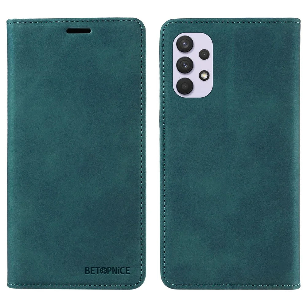 BETOPNICE 003 Phone Cover for Samsung Galaxy A32 4G (EU Version) RFID Blocking Wallet Leather Stand Case - Green - 1