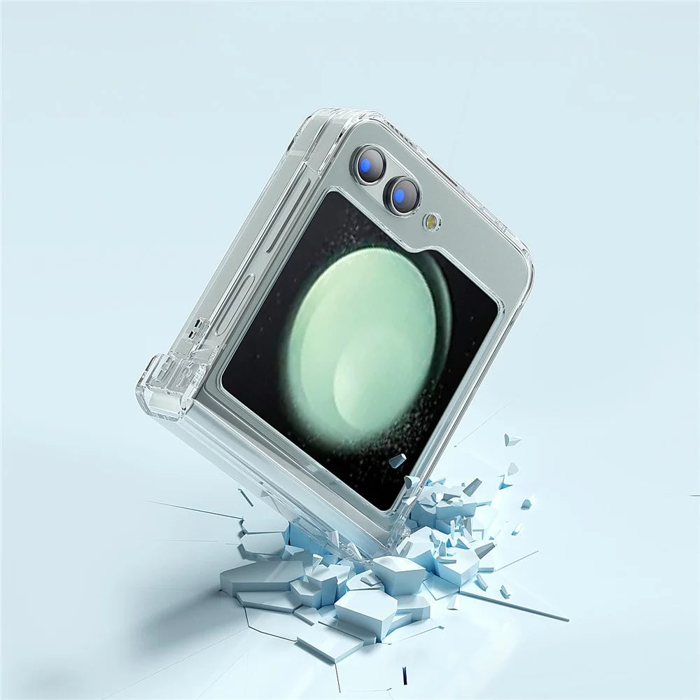 For Samsung Galaxy Z Flip5 5G Crystal Clear Case Hinge Protection Hard PC Shockproof Phone Cover - 5
