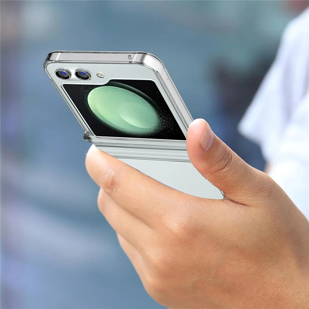 For Samsung Galaxy Z Flip5 5G Crystal Clear Case Hinge Protection Hard PC Shockproof Phone Cover - 6