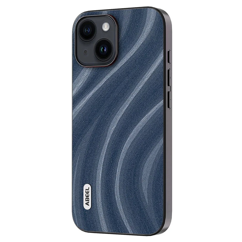 ABEEL Milky Way Series Phone Case for iPhone 15 , PU Leather Coated PC+TPU Anti-drop Cover - Blue - 2
