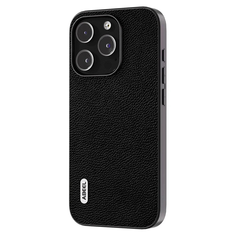 ABEEL For iPhone 14 Pro Protective Shell Litchi Texture Cowhide Leather + PC + TPU Phone Case - Black - 2