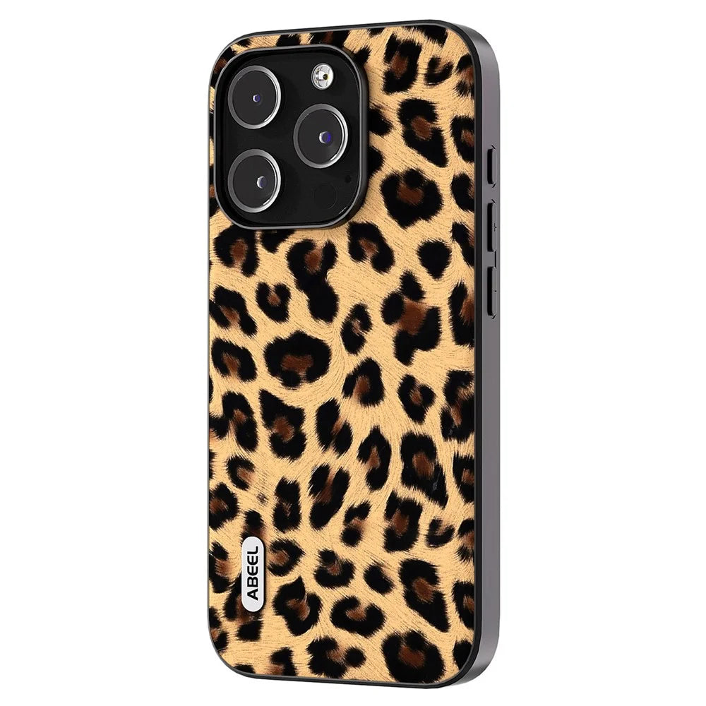 ABEEL For iPhone 13 Pro Max Back Cover PU Leather Coated TPU + PC Leopard Texture Phone Case - Champagne Gold - 2