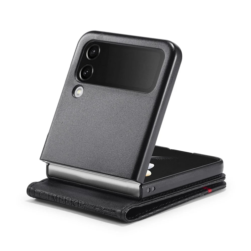LC.IMEEKE Leather Phone Case for Samsung Galaxy Z Flip4 5G , Carbon Fiber Texture Card Slot Cover - Vertical Stripe - 2
