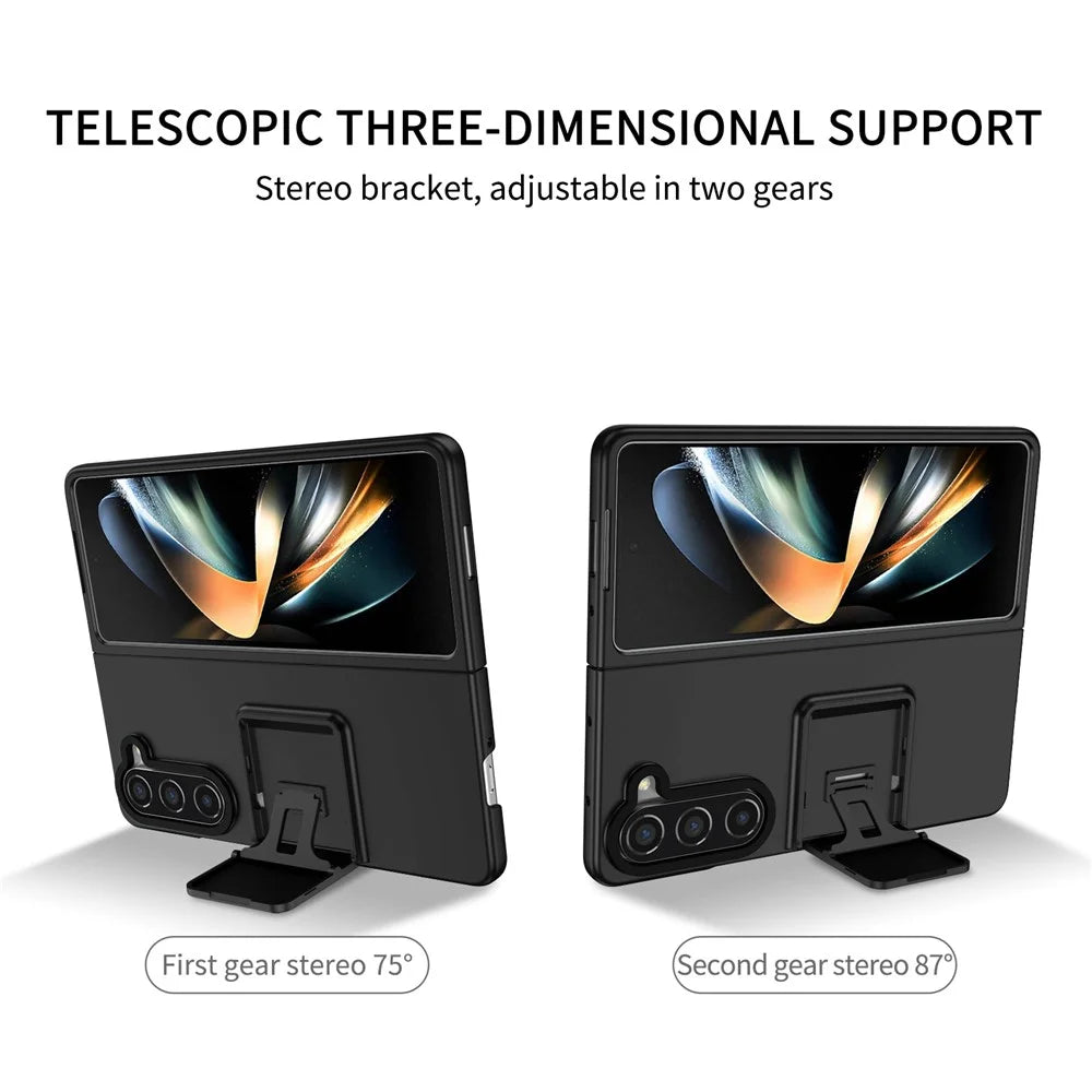 For Samsung Galaxy Z Fold5 5G Kickstand Phone Case Drop-proof Hard PC Cover - Black - 3