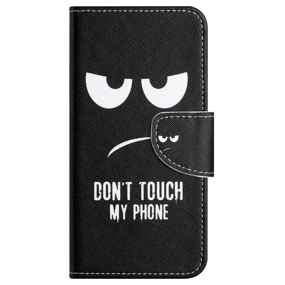 For Samsung Galaxy S23 FE Pattern Printing Phone Cover Shockproof Leather Wallet Stand Shell - Don't Touch My Phone - 4