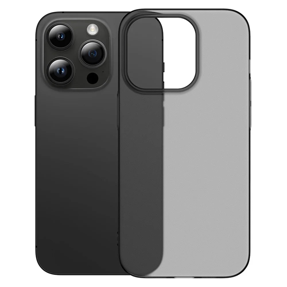 For iPhone 13 Pro Max Super Thin Phone Shell Matte Phone Cover Anti-Fingerprint PP Phone Case - Transparent Black - 1