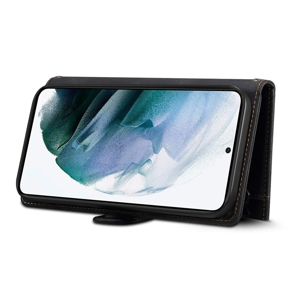 ESEBLE Star Series for Samsung Galaxy A25 5G (Global) (161.0 x 76.5 x 8.3mm) Case Zipper Pocket Wallet RFID Blocking Stand Cover - Black - 3