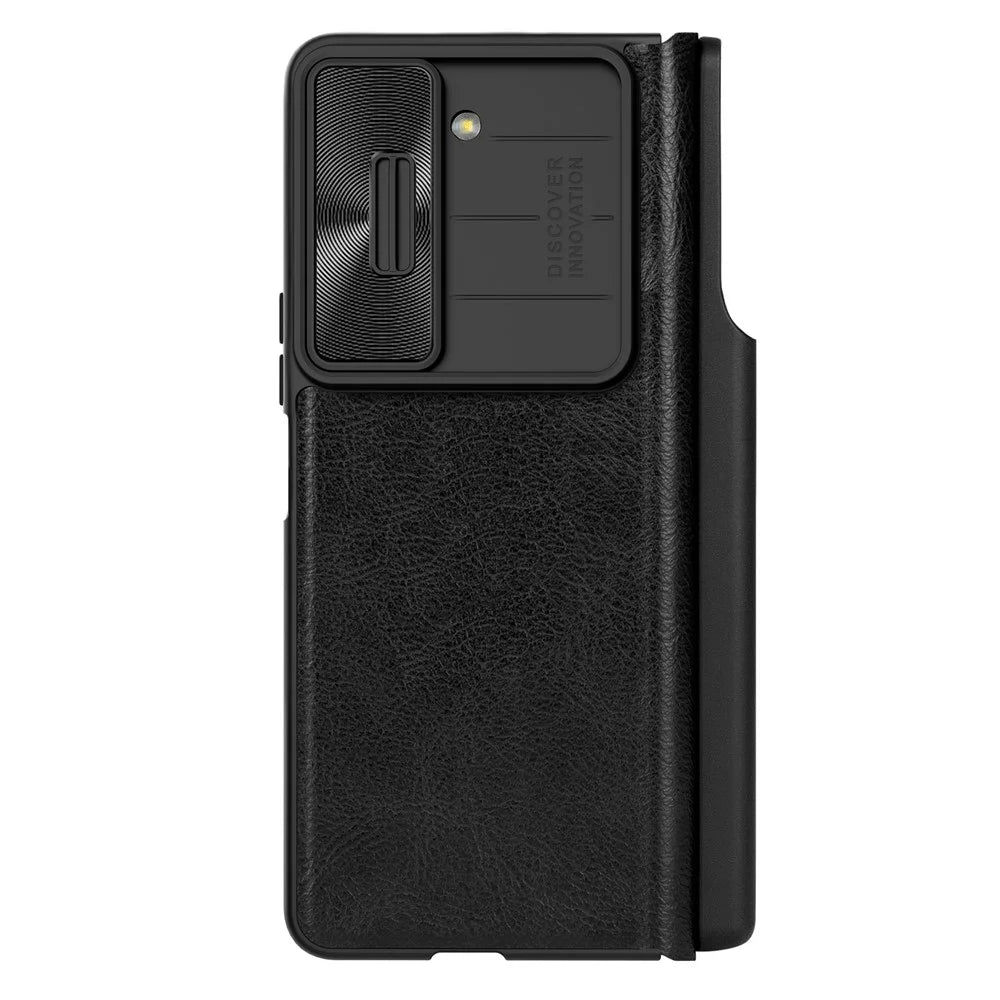 NILLKIN Qin Pro Series for Samsung Galaxy Z Fold5 5G PU Leather Case Slide Camera Protection Phone Cover with Pen Slot - Black - 4