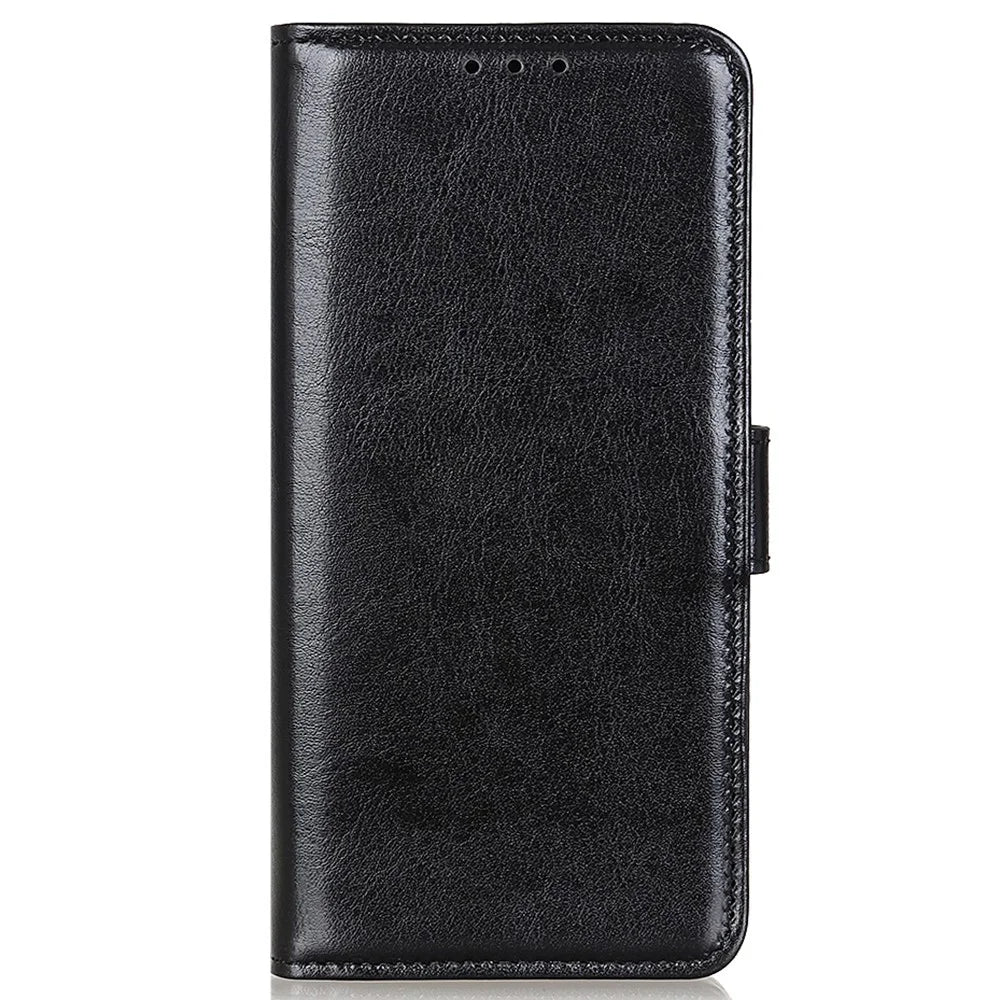 For Samsung Galaxy S23 FE Anti-Scratch Crazy Horse Texture Flip Wallet Case Stand PU Leather Phone Cover - Black - 6