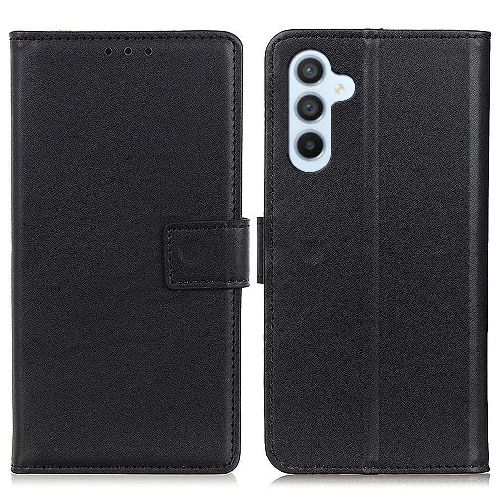 For Samsung Galaxy S23 FE Textured PU Leather Flip Cover Stand Shockproof Wallet Phone Case - Black - 1