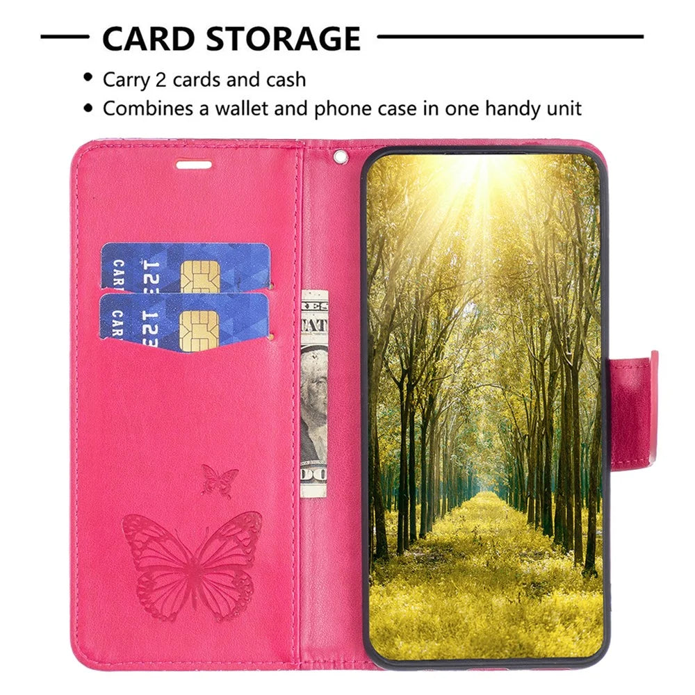 For Samsung Galaxy A25 5G (Global) (161.0 x 76.5 x 8.3mm) Stand Wallet Leather Phone Cover with Strap - Rose - 2