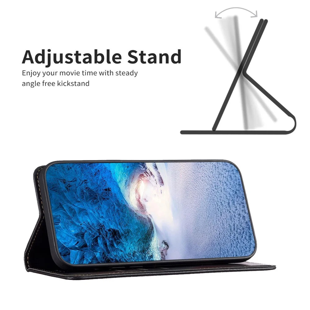 BINFEN COLOR BF18 Phone Cover for Samsung Galaxy A25 5G (Global) (161.0 x 76.5 x 8.3mm) Card Holder PU Leather Phone Stand Case - Black - 3