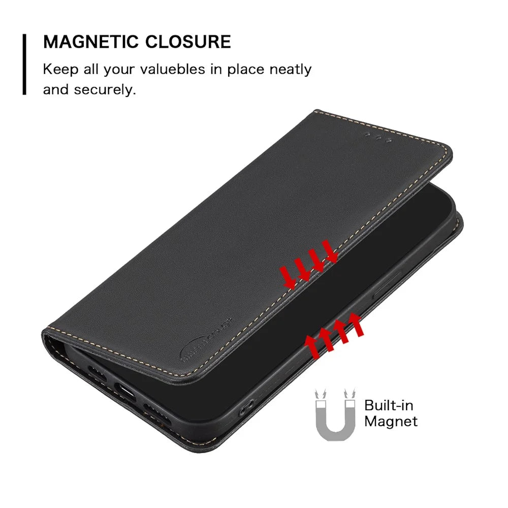 BINFEN COLOR BF18 Phone Cover for Samsung Galaxy A25 5G (Global) (161.0 x 76.5 x 8.3mm) Card Holder PU Leather Phone Stand Case - Black - 4