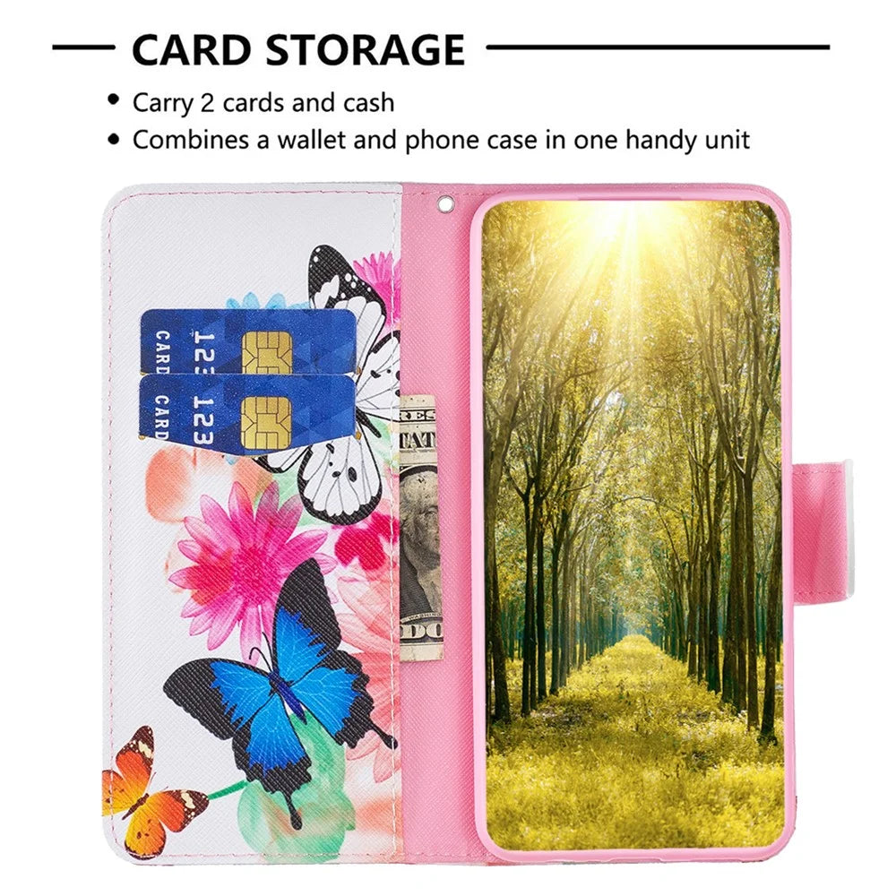 For Samsung Galaxy A25 5G (Global) (161.0 x 76.5 x 8.3mm) Pattern Printing Flip Case PU Leather Stand Wallet Phone Cover - Two Butterflies - 2