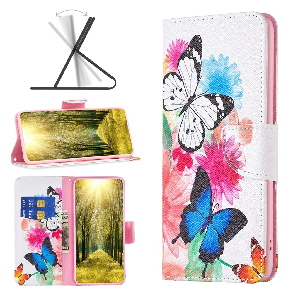 For Samsung Galaxy A25 5G (Global) (161.0 x 76.5 x 8.3mm) Pattern Printing Flip Case PU Leather Stand Wallet Phone Cover - Two Butterflies - 4