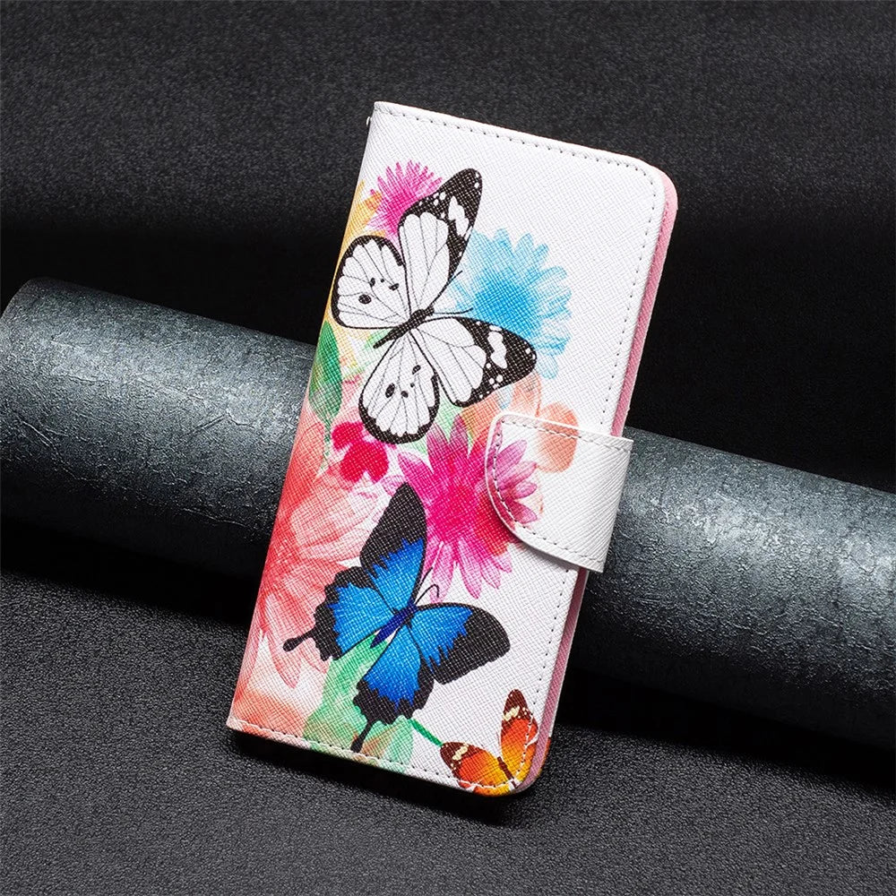 For Samsung Galaxy A25 5G (Global) (161.0 x 76.5 x 8.3mm) Pattern Printing Flip Case PU Leather Stand Wallet Phone Cover - Two Butterflies - 6