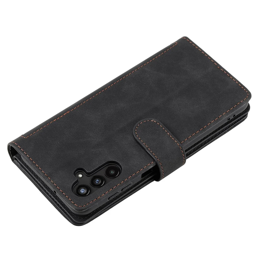 For Samsung Galaxy S23 FE Zipper Pocket PU Leather Phone Case 9 Card Slots Protective Cover - Black - 7