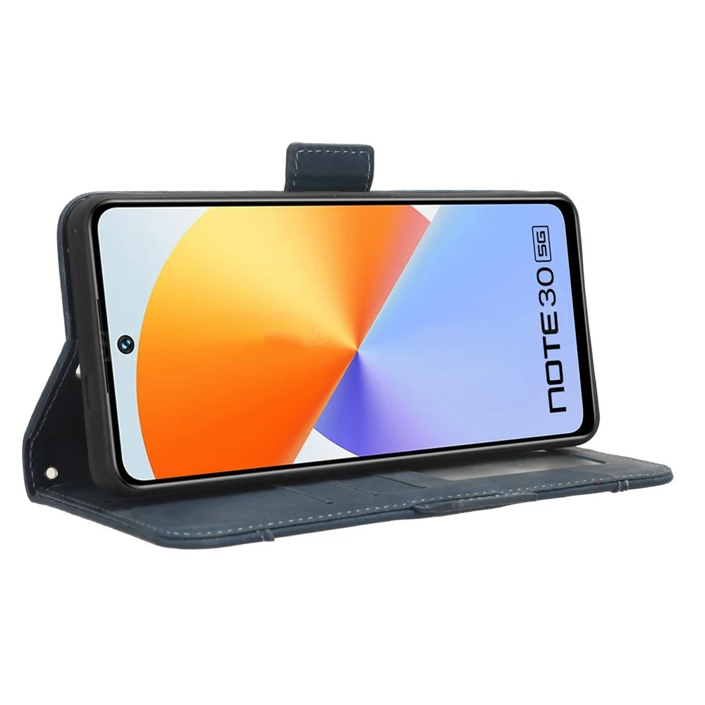 For Infinix Note 30 4G / X6833B / X6716B Anti-Scratch PU Leather Case Wallet Phone Stand Cover with Multiple Card Slots - Blue - 4