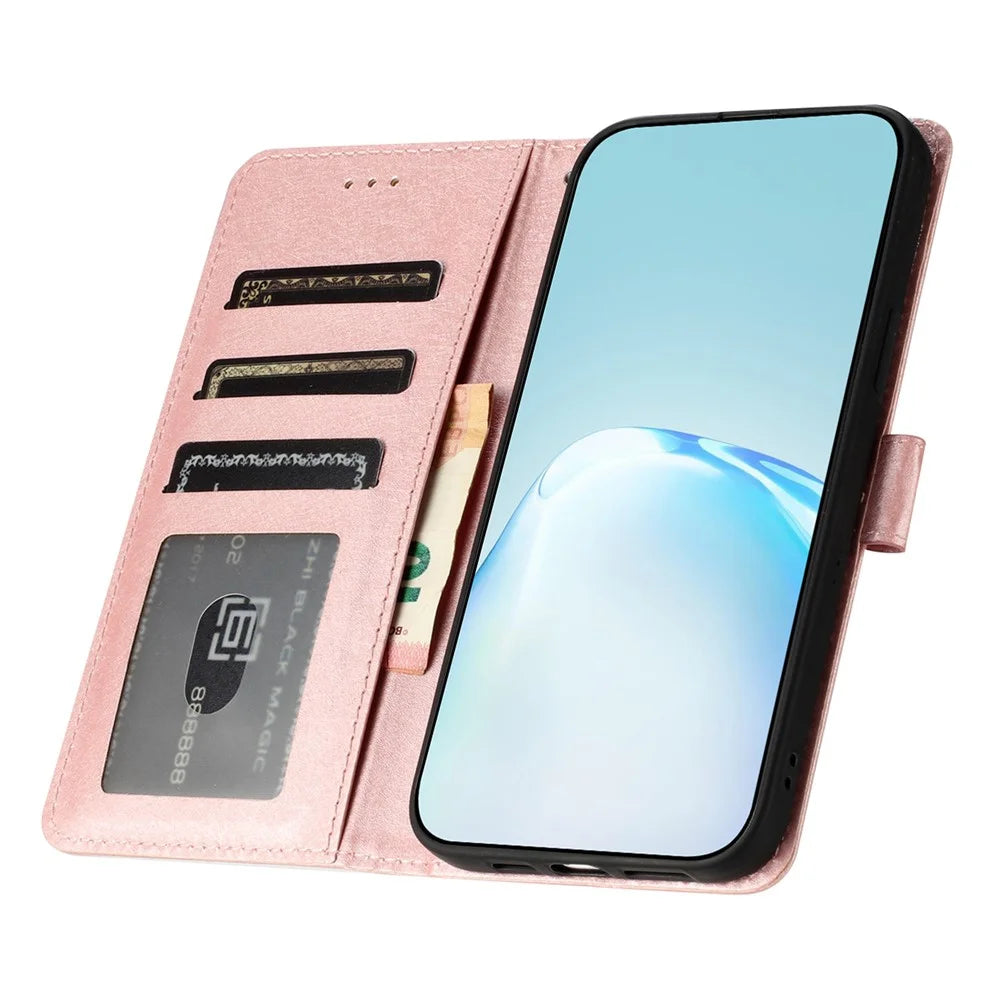 Wallet Stand Case for iPhone 12 mini 5.4 inch Silk Texture PU Leather Phone Cover with Wrist Strap - Rose Gold - 2