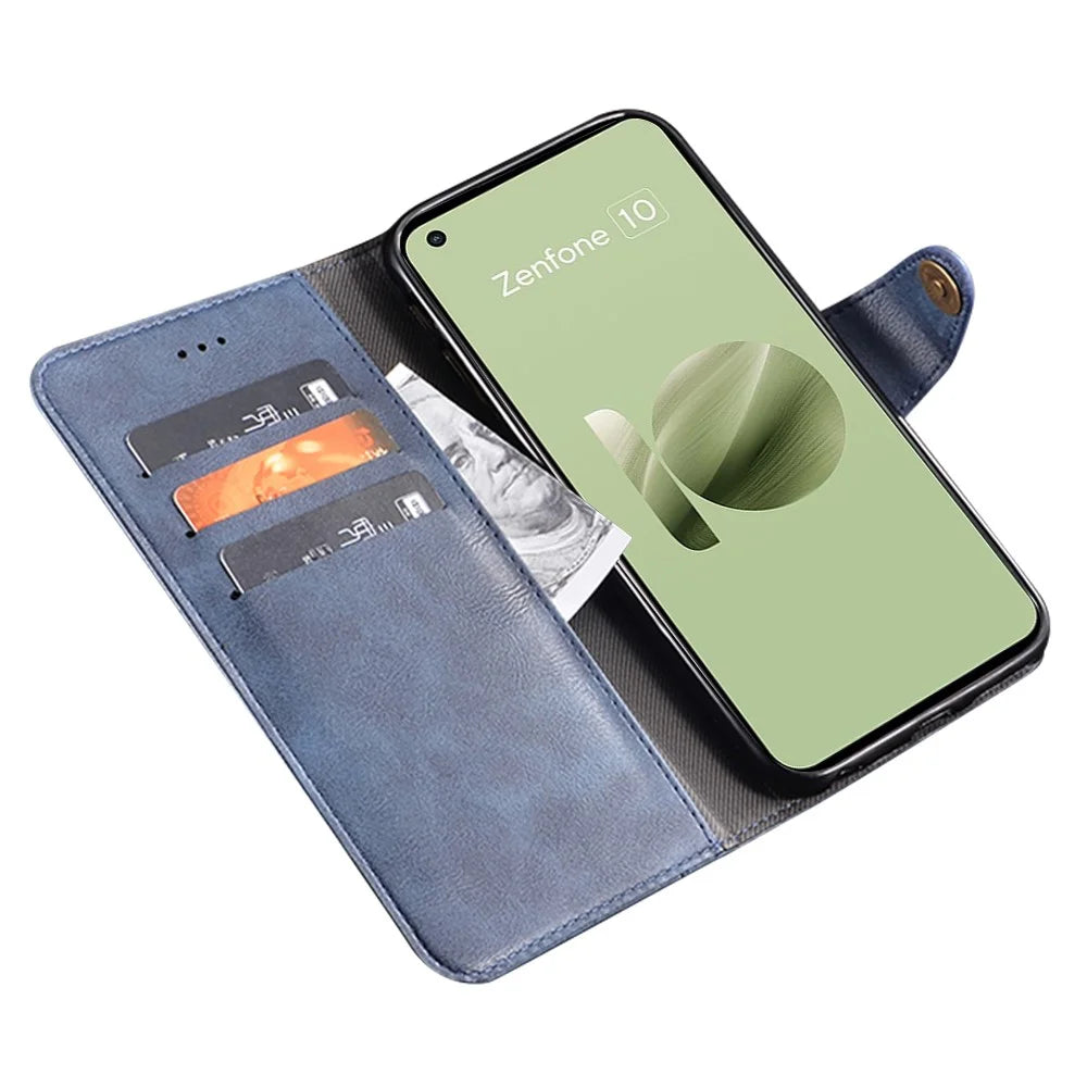 IDEWEI Shockproof Case for Asus Zenfone 10 5G Anti-Scratch PU Leather Wallet Phone Cover - Blue - 2