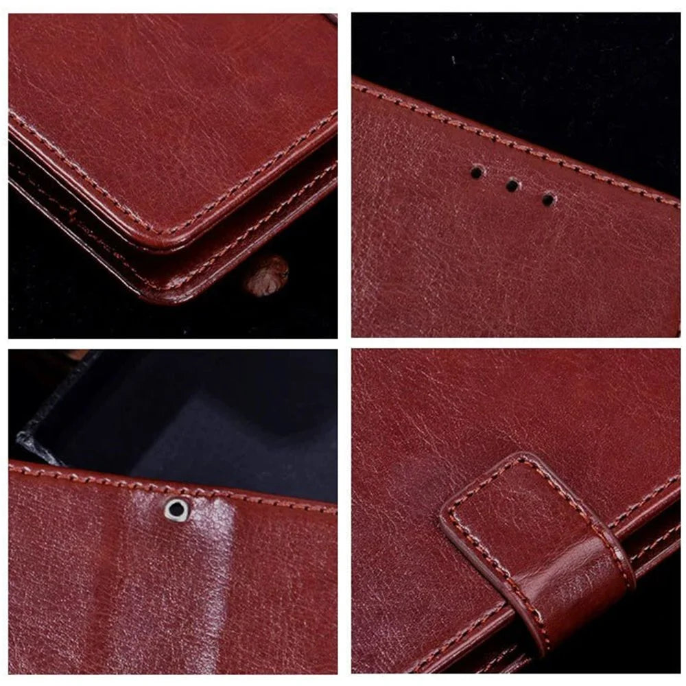 IDEWEI For vivo V29 Lite 5G Wallet Leather Case Crazy Horse Texture Stand Anti-Fingerprint Phone Shell Cover - Brown - 5