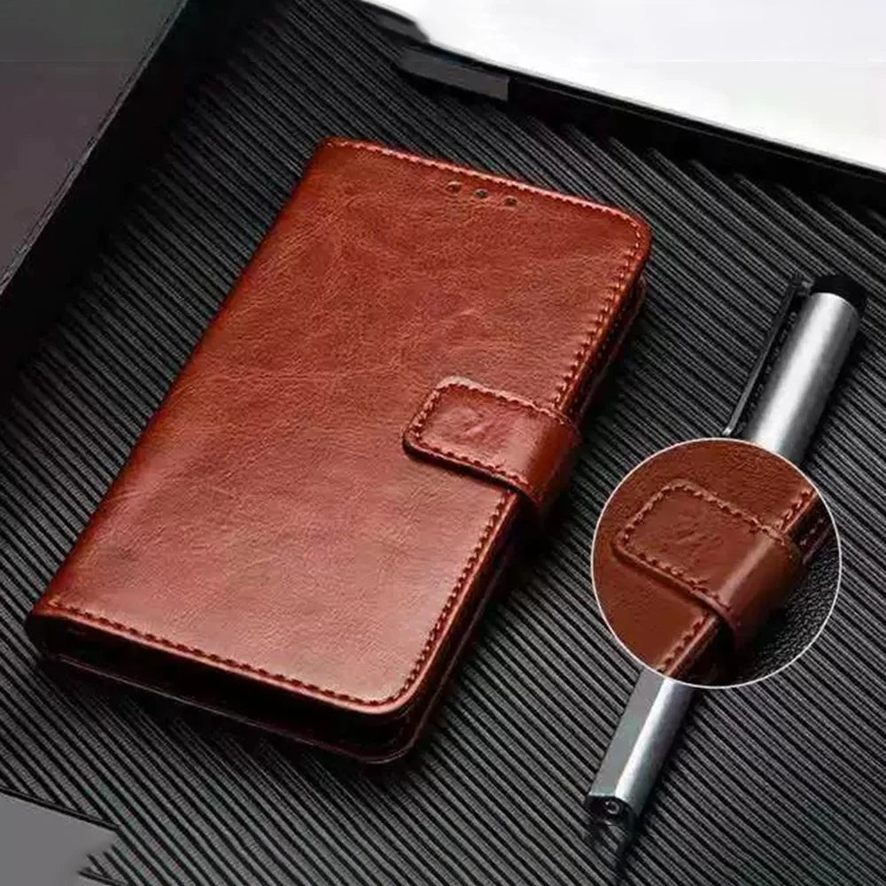 IDEWEI For vivo V29 Lite 5G Wallet Leather Case Crazy Horse Texture Stand Anti-Fingerprint Phone Shell Cover - Brown - 6