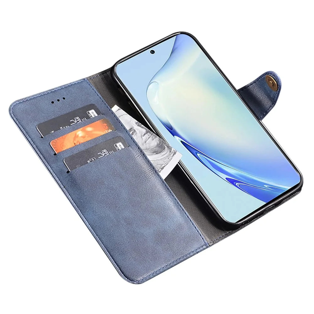 IDEWEI For vivo V29 Lite 5G Textured Phone Shell Stand Wallet PU Leather Phone Cover Anti-Scratch Case - Blue - 2