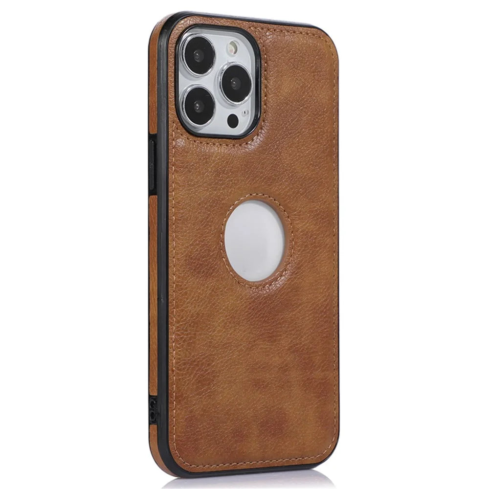 Shockproof Case for iPhone 12 Pro Max 6.7 inch Logo View Phone Case Soft TPU+PU Phone Cover - Brown - 2