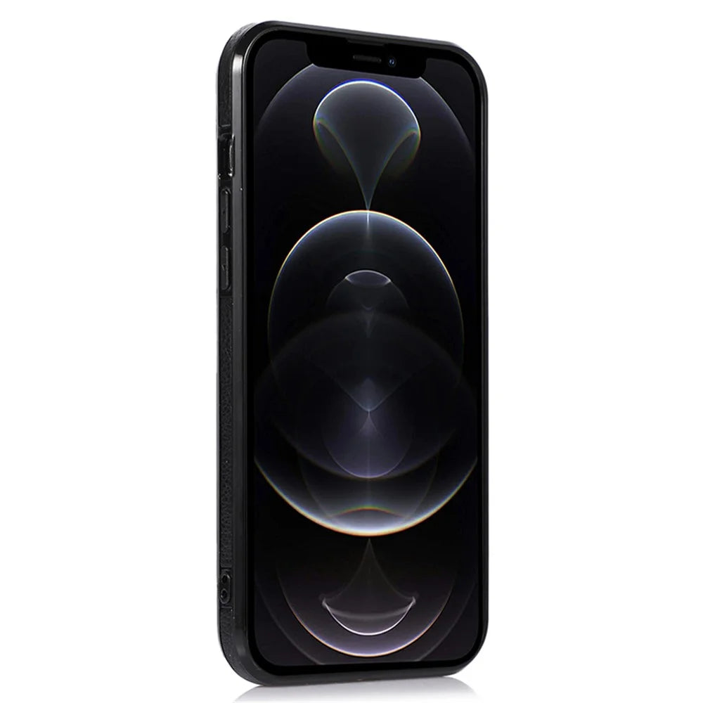 Anti-Drop Phone Case for iPhone 12 Pro 6.1 inch Logo View Soft TPU+PU Phone Cover - Black - 3