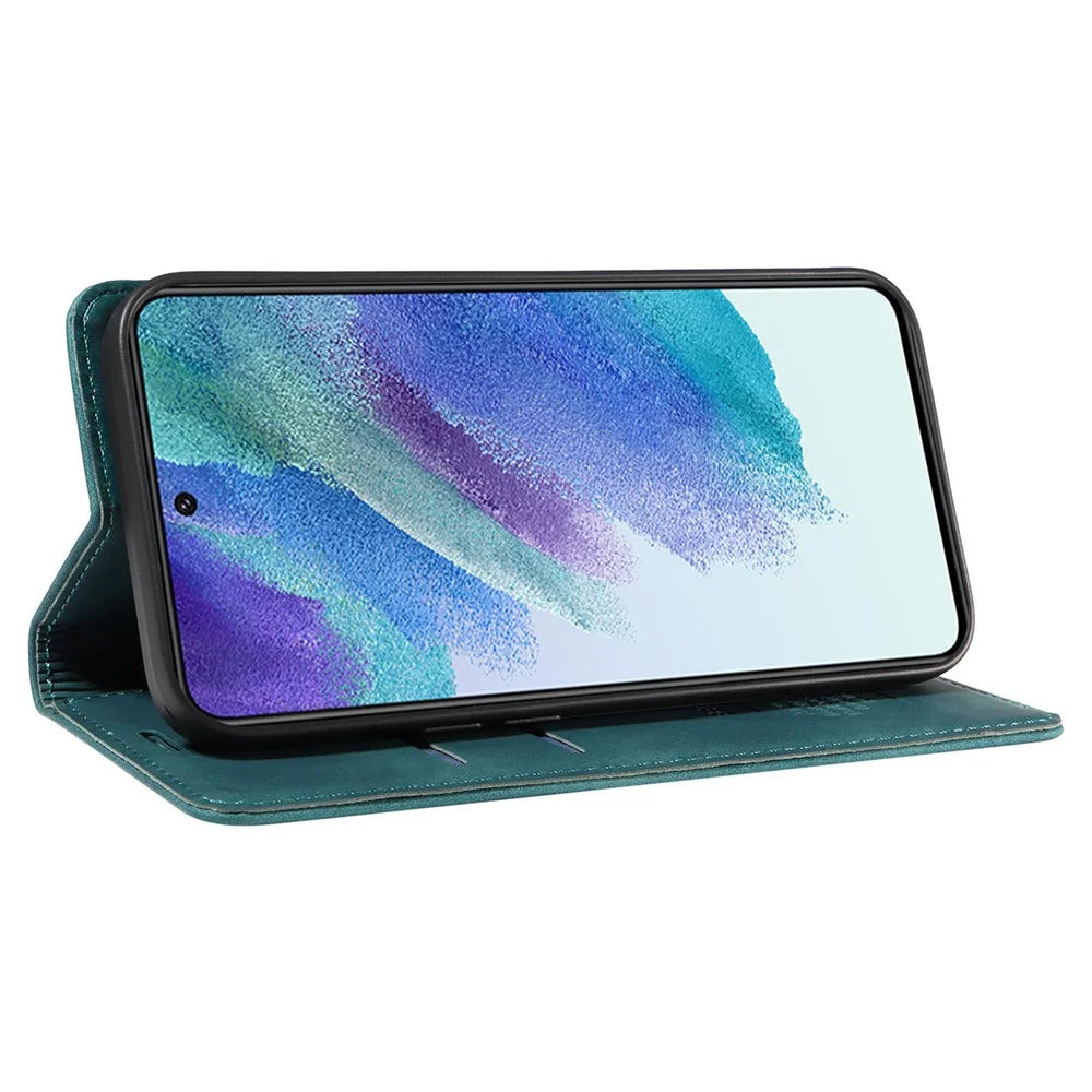 BETOPNICE 003 For Samsung Galaxy S21 FE 5G Flip Cover RFID Blocking PU Leather Wallet Stand Phone Case - Green - 3