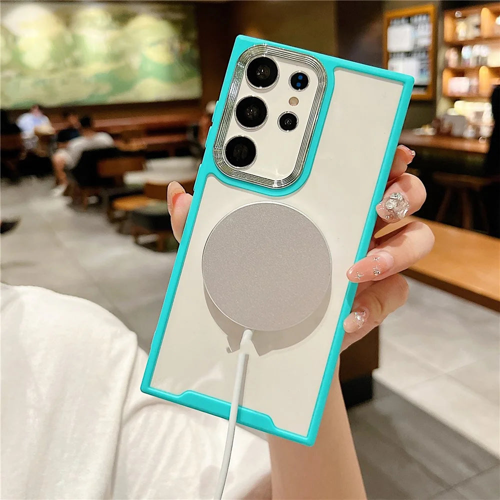 Magnetic Case for Samsung Galaxy S23 Ultra , PC + TPU Dual-Layer Design Protective Phone Cover - Green - 3