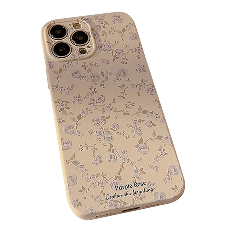 For iPhone 13 Pro Max Protective Phone Case Retro Flower Pattern Soft TPU Phone Back Cover - Beige - 1