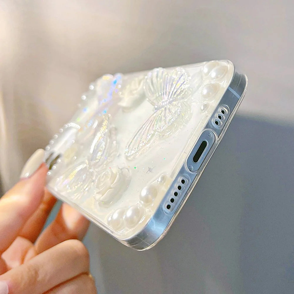 TPU Phone Case for iPhone 12 / 12 Pro , 3D Butterfly Flower Decor Transparent Phone Cover - 5
