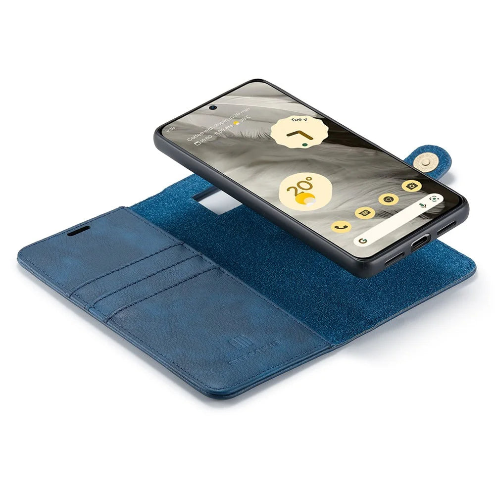 DG.MING For Google Pixel 8 Detachable Magnetic Phone Case Drop Proof Split Leather Wallet Stand Cover - Blue - 5