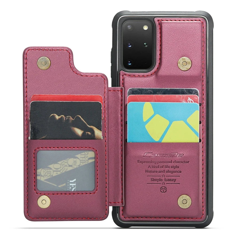 For Samsung Galaxy S20 Plus 5G / S20 Plus 4G Phone Case CASEME C22 Leather Back Cover with RFID Blocking Card Slots - Red - 2