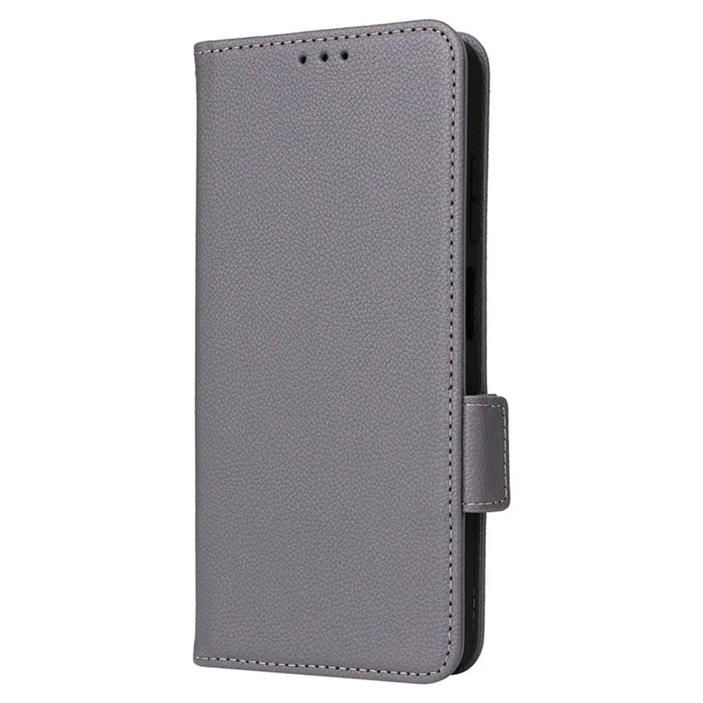 For Nokia G310 Litchi Texture PU Leather Cell Phone Case Wallet Stand Anti-Fingerprint Cover - Grey - 7