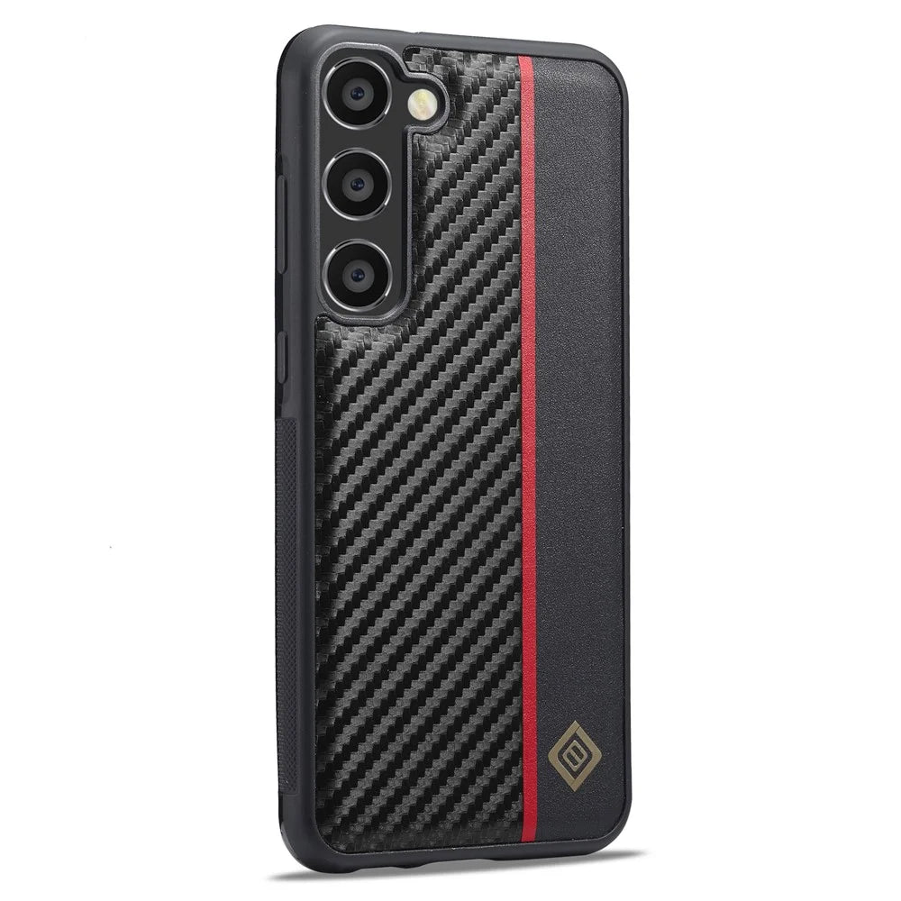 LC.IMEEKE For Samsung Galaxy S23+ Carbon Fiber Splicing Phone Cover PU Leather Coated TPU + EVA Case - 6