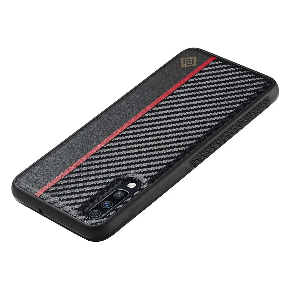 LC.IMEEKE Leather Coated TPU + EVA Case for Samsung Galaxy A70 , Carbon Fiber Splicing Phone Cover - 2